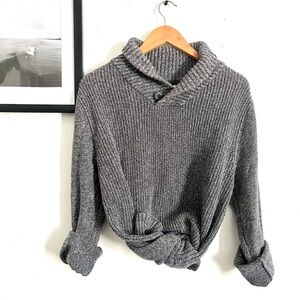 Vintage Preppy Grey Shawl Coller Sweater